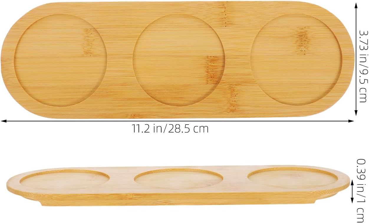 Amosfun Beer Flight Board 3 Slots Bamboo Tasting Board 11.2 Inch