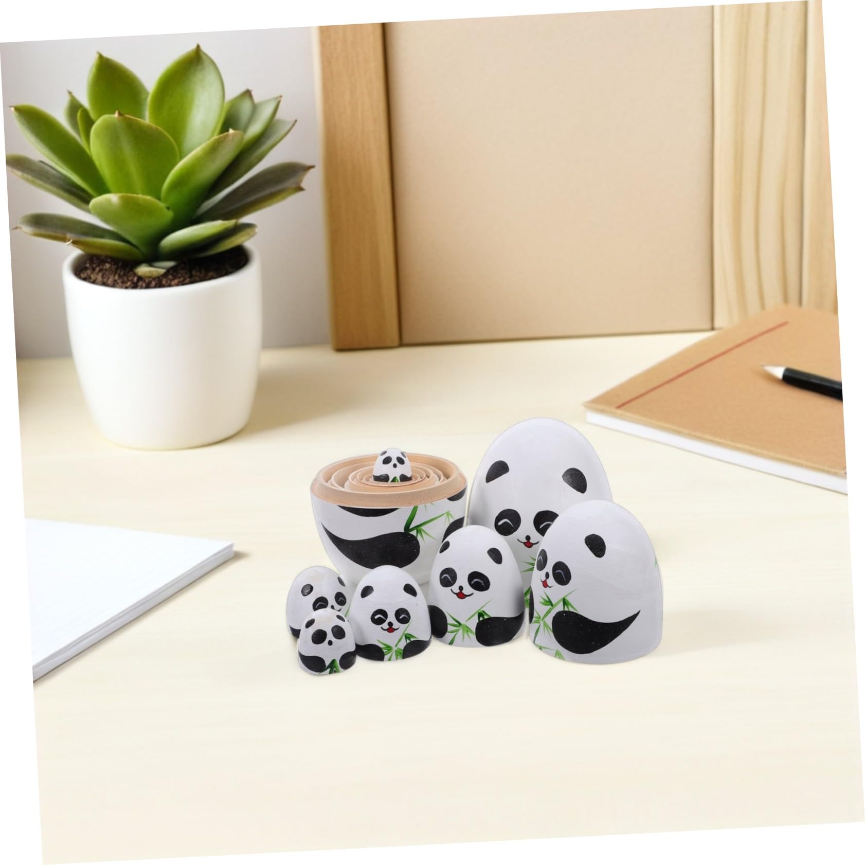 Poupée Russe Panda en Bois, Lot de 1 Set de Set, Jouet Empilable