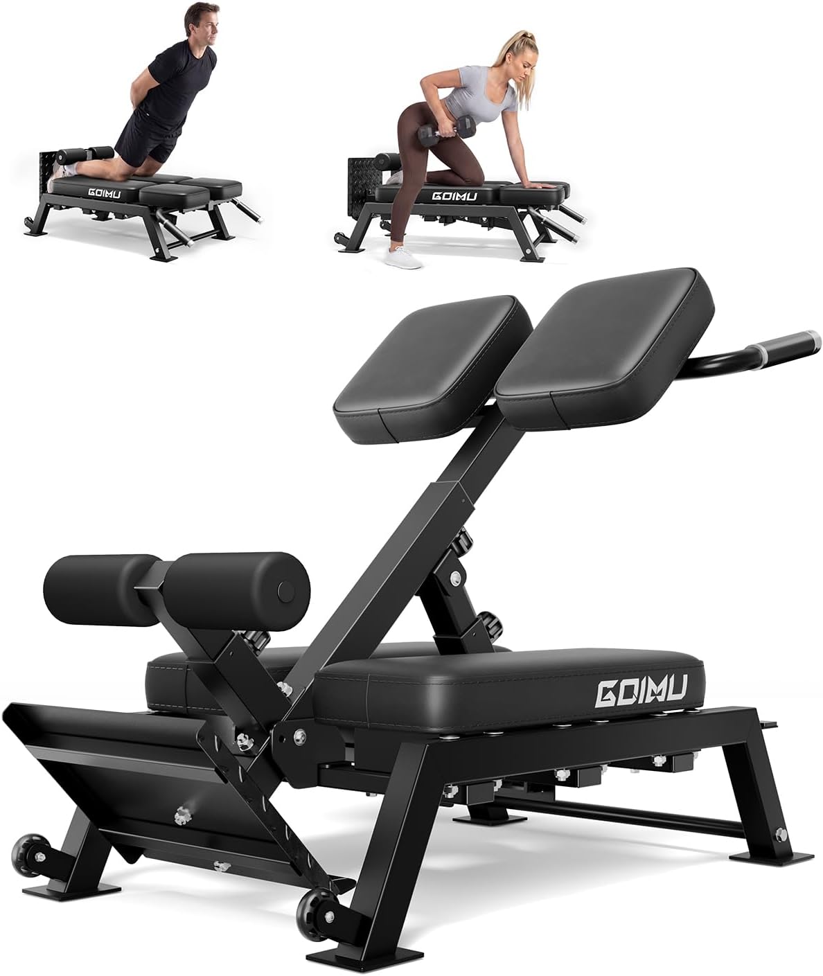 NB01 Nordic Hamstring Curl Roman Chair, Adjustable Back Extension Bench, 300LB Hyperextension Bench with Thick Steel Frame, for Lower Back, Glute & Core Training, Home Gym Equipment