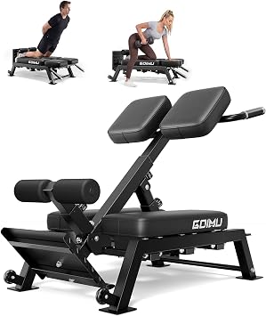 NB01 Nordic Hamstring Curl Roman Chair, Adjustable Back Extension Bench, 300LB Hyperextension Bench with Thick Steel Frame, for Lower Back, Glute & Core Training, Home Gym Equipment