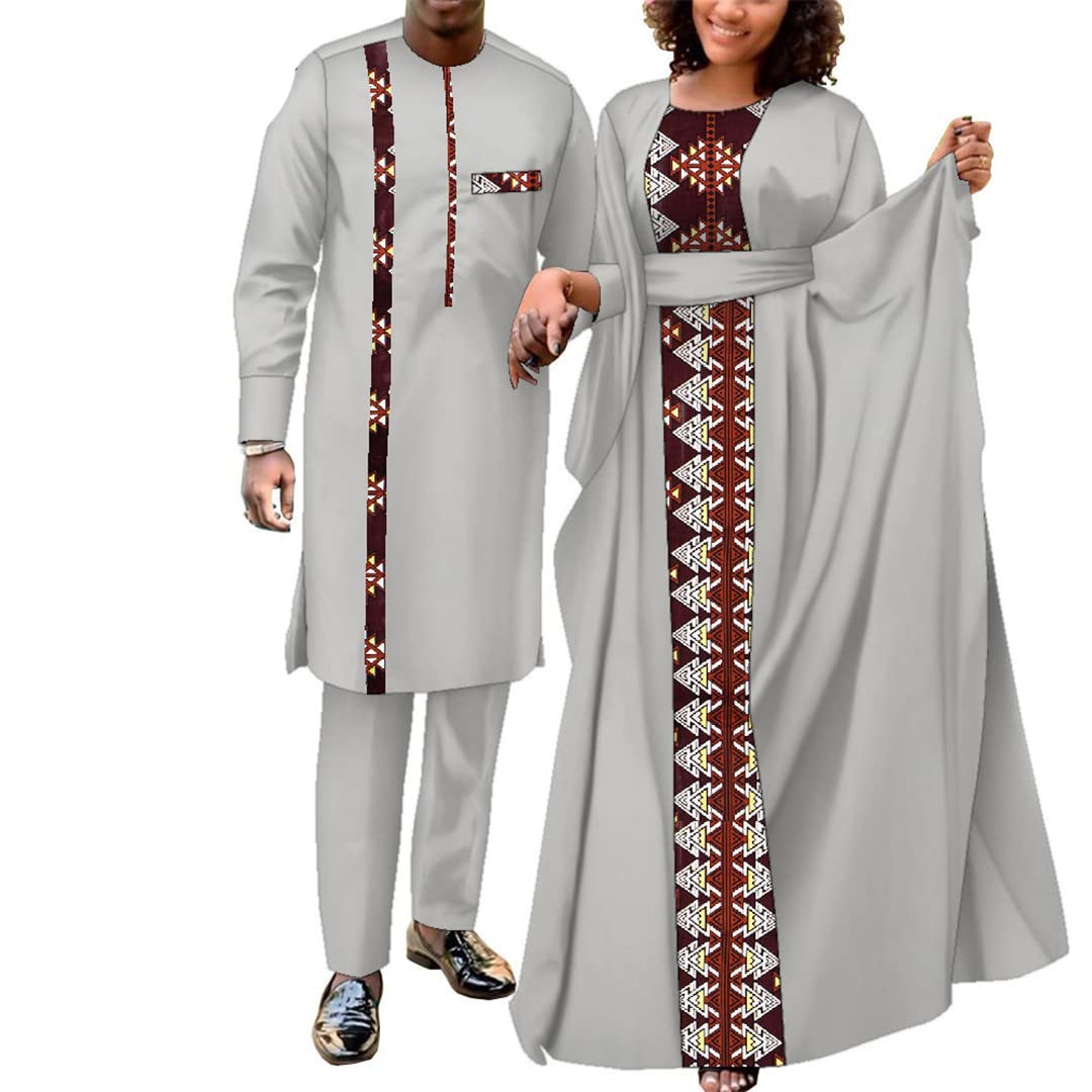 Conjuntos De Pareja Africana A Juego, Conjuntos De Ropa Africana De Manga Larga Para Hombre Y Vestidos Africanos Para Mujer, Fiesta De Boda, 24FS1507
