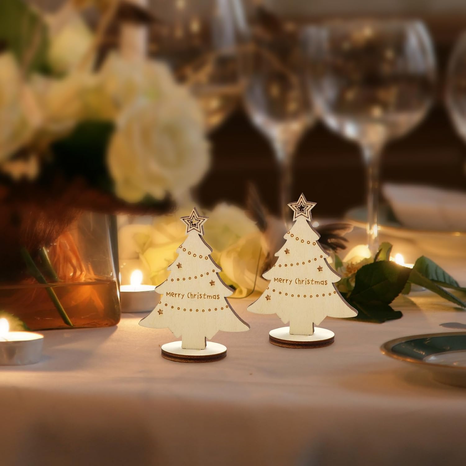 50 Formas De Madera Para Decorar árbol De Navidad - Para Pintar, Con Cordón Dorado, Personalizables
