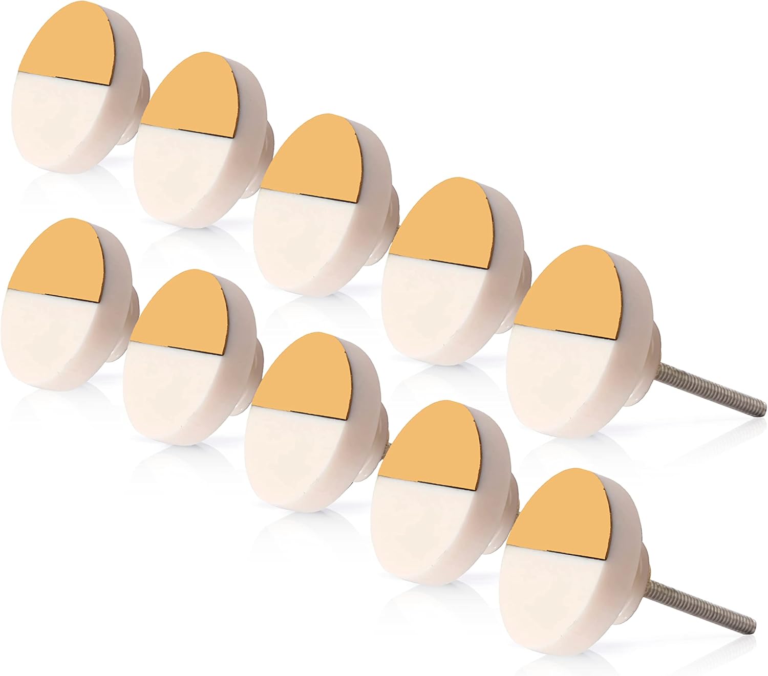 Cabinet Knobs 10 Pack Reisn & Brass Cover Allentown 1-4/7 in. White Round Cabinet Knobs Drawer Knobs Drawer Pull Knobs for Kitchen Cabinet Bathroom Drawer Wardrobe Cabinet