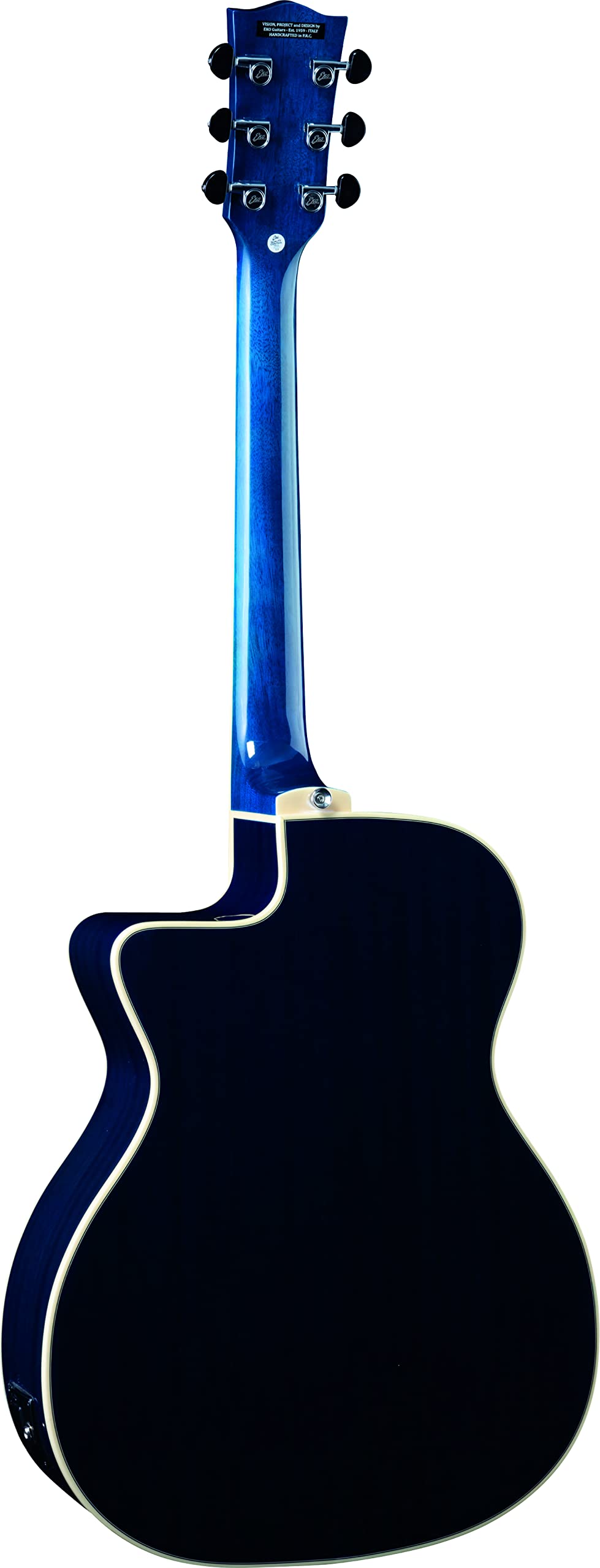EKO GUITARS – NXT A100CE SEE THROUGH BLUE, Akustikgitarre, Decke aus Fichte, Zargen, Boden und Hals aus Mahagoni, Griffbrett aus südamerikanischem Roupanà, Dreadnought Cutaway, Farbe Blau