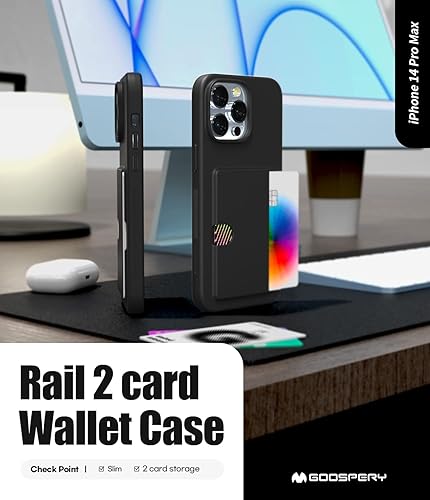 Miniatura 2 de GOOSPERY Rail 2 - Funda compatible con iPhone 14 Pro Max con dos ranuras para tarjetas protección ligera + suave tarjetero de crédito fácil de usar,