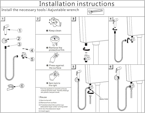 Miniatura 9 de Pulverizador de bidé de mano para inodoro, accesorio de bidé para inodoro, rociador de bidé de ducha musulmán, rociador de chorro de presión de agua
