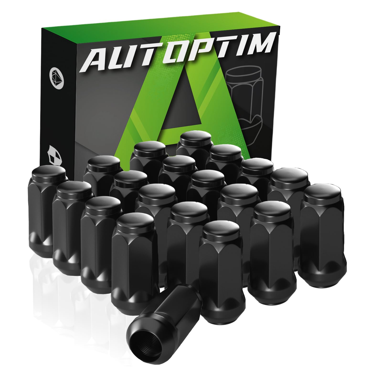 AUTOPTIM M14x1.5 Lug Nuts - 20Pcs Black Closed End Lug Nut, 3/4"(19mm) Hex