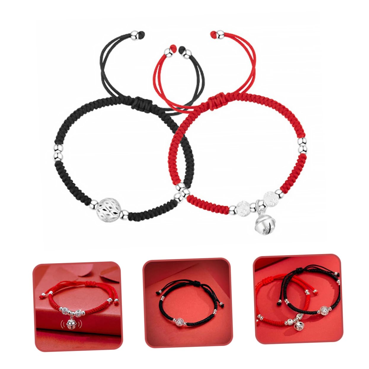 GALPADA 8piezas Pulsera Trenzada Campana Para Parejas y Diseño Boho Cuerda y Para Ocasiones Especiales