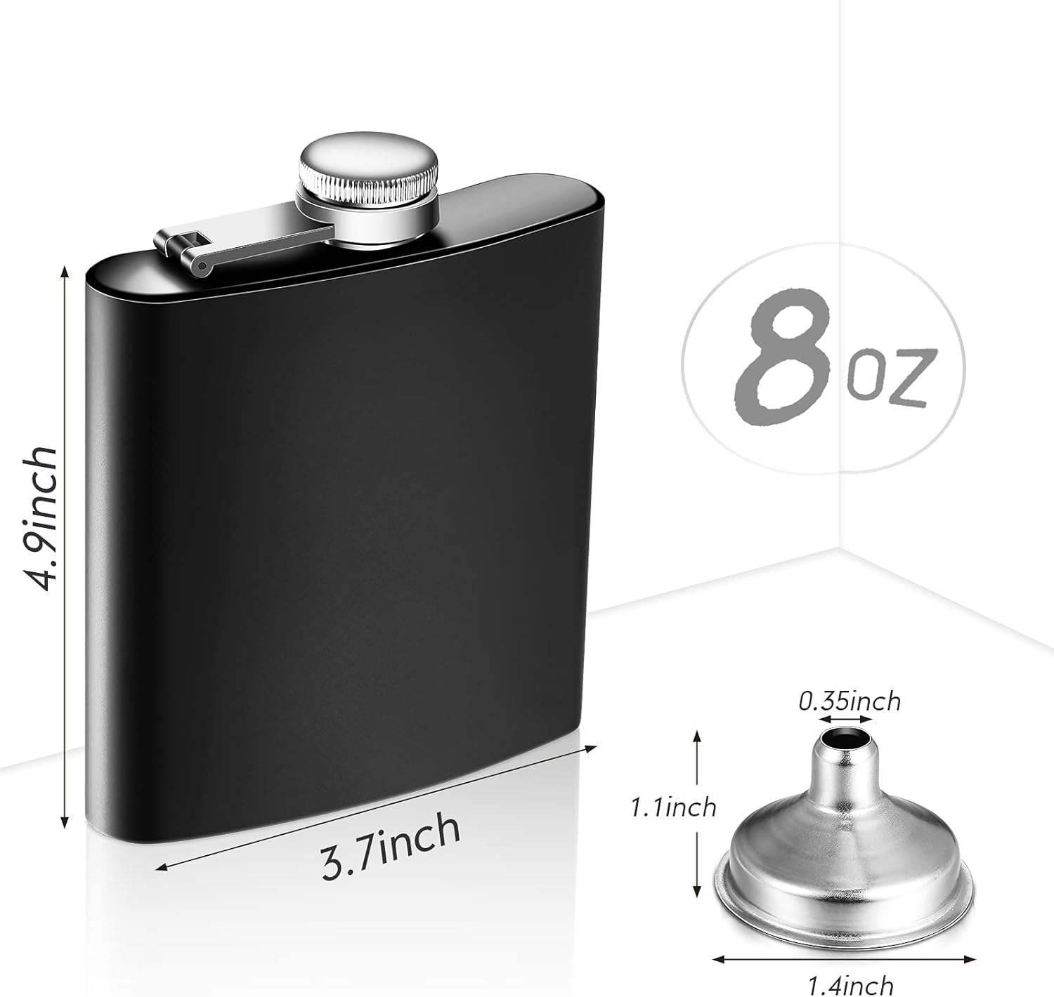 20 Pieces Stainless Steel Hip Flask 8 oz Matte Black Flask Set Leak Proof Liquor Drinking Metal with 20 Pieces Funnel for Men Women Wedding Party Group Camping Supply - Image 2