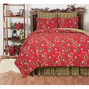 C&F Home 90" x 92" Christmas Chickadee & Pinecone Branches 3-Piece Red Full/Queen Cotton Quilt Bed Set Xmas Festive Winter Holidays Reversible Machine Washable Bedding Coverlet Decor Decoration CF Home 90 x 92 Christmas Chickadee Pinecone Branches 3 Piece Red FullQueen Cotton Quilt Bed Set Xmas Festive Winter Holidays Reversible Machine Washable Bedding Coverlet Decor Decoration