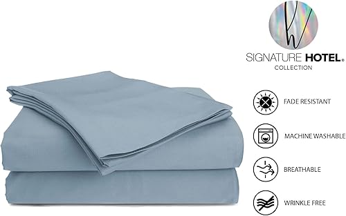 Miniatura 2 de Signature Hotel Collection - Sábanas de tamaño completo, sábanas de microfibra extra suave, 3 piezas, 15 pulgadas de profundidad, azul, individual