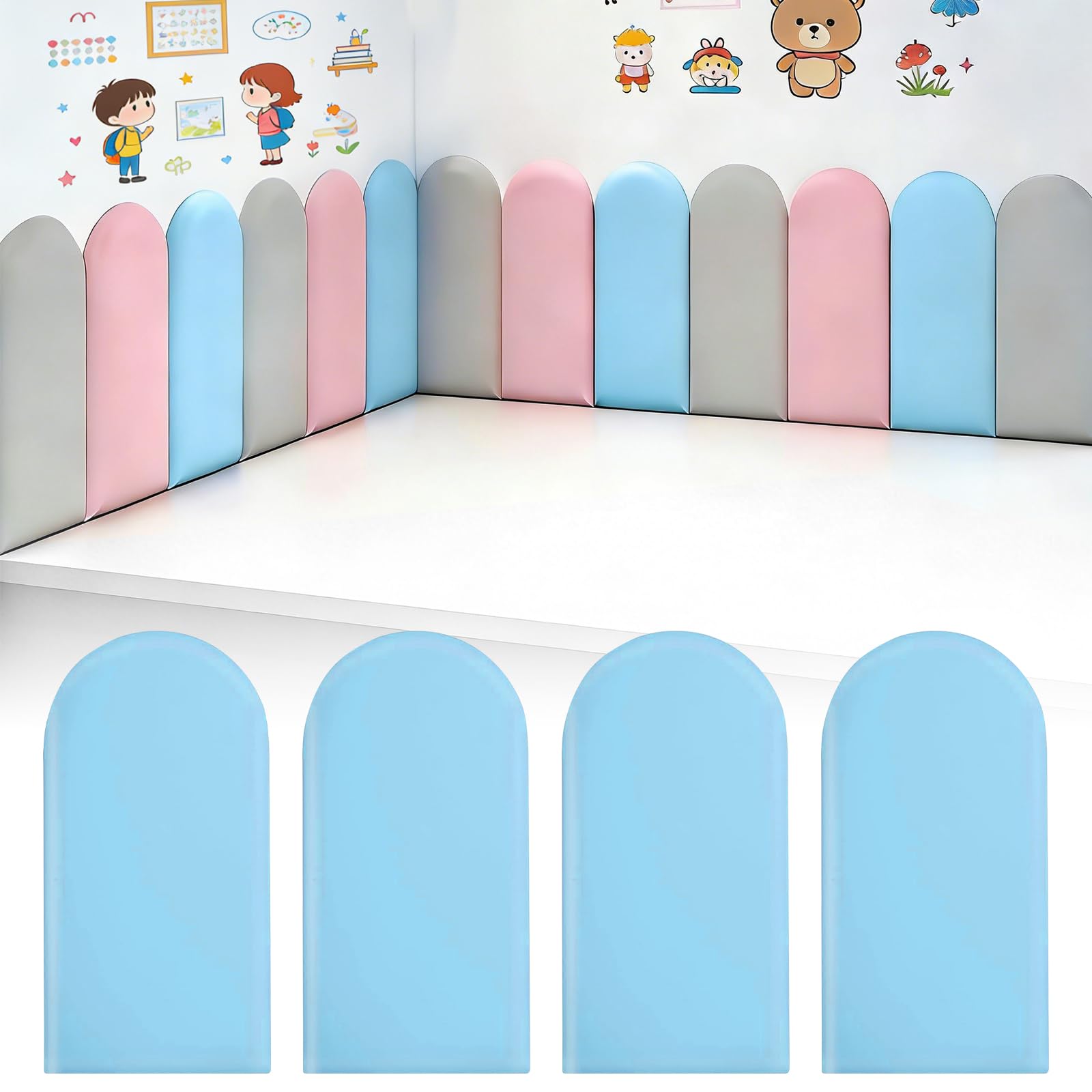 Paneles Murales 3D Adhesivos de Poliuretano Impermeables 4 Piece Acolchado 3D Autoadhesivo para Habitación Infantil, Acolchados, Cojín para Colgar en la Cabecera, Cama – 40 x 20 cm — view 8