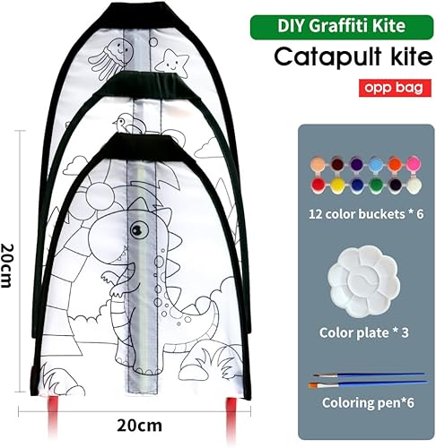 Miniatura 6 de 3 piezas de kit de eyección de pulgar para niños, kits de manualidades para hacer cometas para niños, mini cometa de playa fácil de volar, 4 a 12
