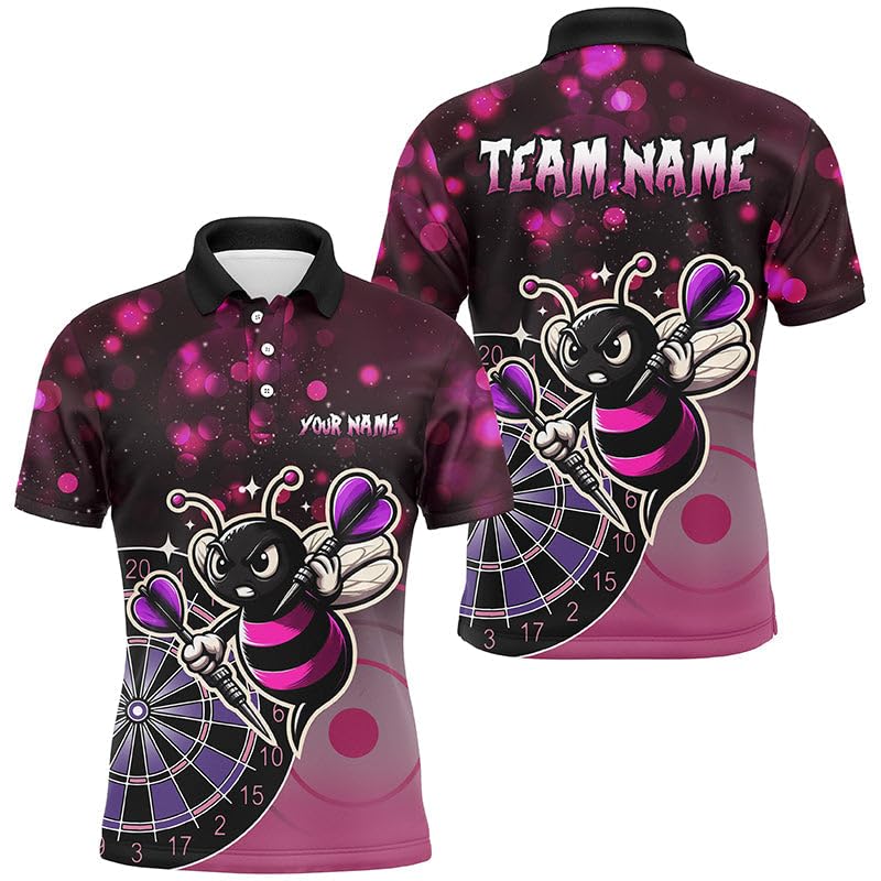 Personalisierte Pinke Darts Bienen Custom Darts Shirts für Herren & Damen, Lustige Darts Kleidung, Beste Darts Geschenke T2105