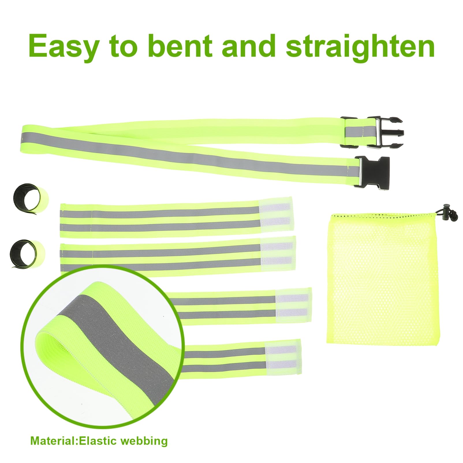 BESPORTBLE Set di Nastri Riflettenti Verdi Movimento Fascia da Uomo Polsino Pellicola Riflettente polsiera Elastica Banda Riflettente da Passeggio Bande Riflettenti di Sicurezza Green