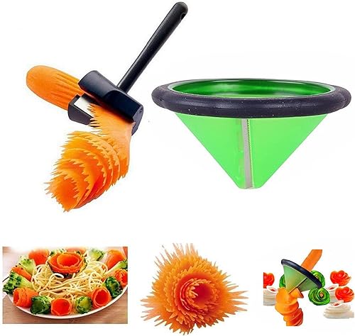Rodillo de flores en espiral 2 en 1, rallador de zanahoria y rodillos de flores, cortador de galletas de zanahoria, utensilios de cocina