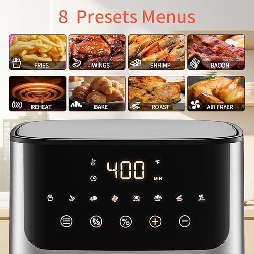 Miniatura 2 de ASZ Freidora de aire básica de 5 cuartos de galón para familias pequeñas, freidora compacta de 5 cuartos de galón con ajustes preestablecidos 8 en 1