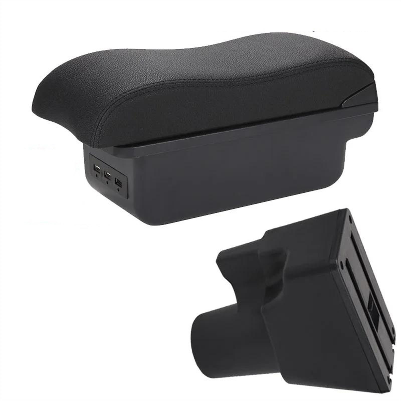 NMJLQW Storage Rack Car Armrest Box Curved Surface Leather Simple Installation Storage Box Interior For Picanto 3X-Line(B2 Black line 3USB)