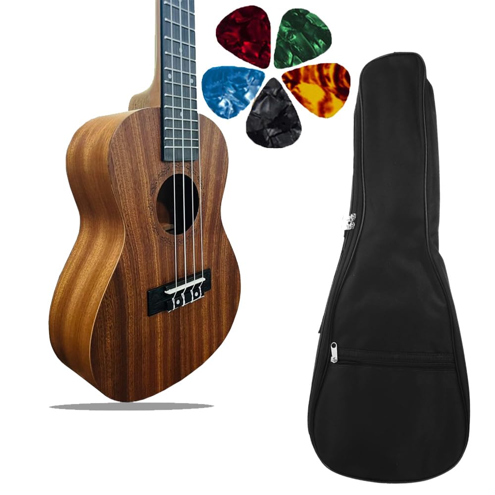24 Inch Ukulele Wooden Acoustic Guitar with Nylon Strings, Portable Musical Instrument for Beginners, Kids & Adults with Carrying Bag & 5 Picks Musical Instruments Concert Size Ukulele