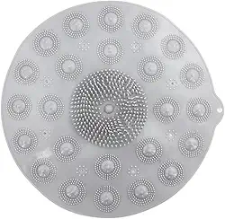 Tapete antiderrapante para box de banheiro com lava pés, massageador e ventosas (Cinza)