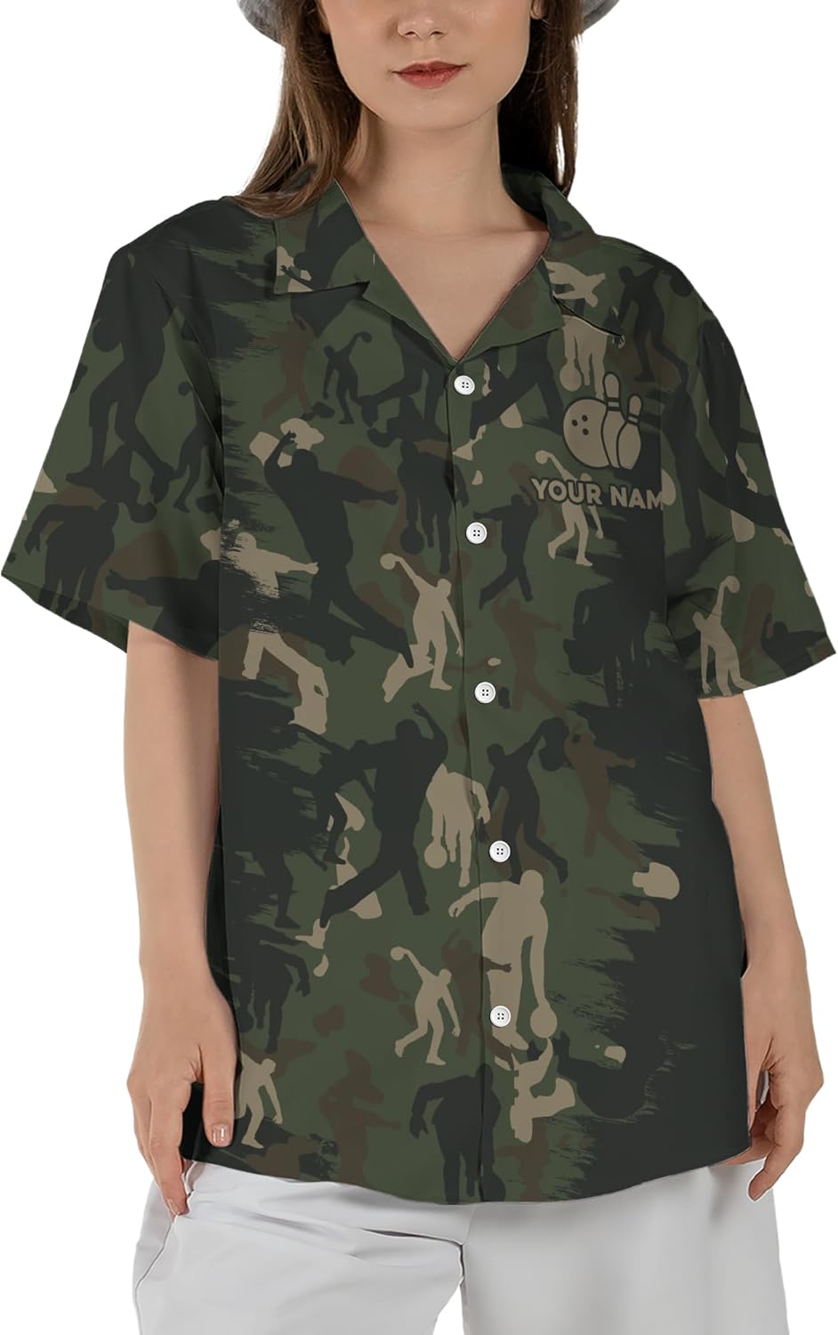 Generic Personalized Bowling Theme Hawaii 3D Button Up Shirt with Bowling Ball Graphic On it for Bowling Player - Image 2