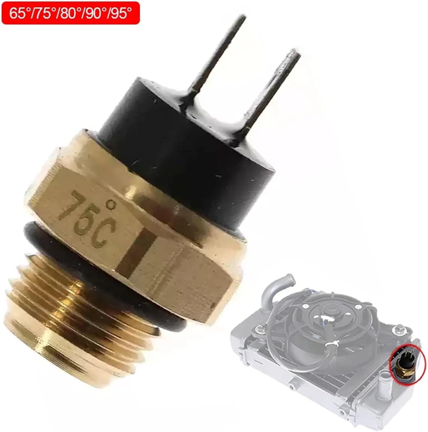 M16 65/75/80/85/90/95° Water Temp Sensor Radiator Coolant Fan Water Temperature Thermostat Switch Sensor(90)