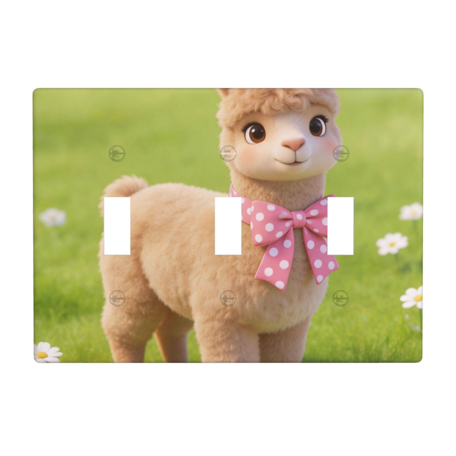 Cute Alpaca 3 Gang Switch Plate Cover-Unbreakable Polycarbonate Wall Plate, Heat Resistant Toggle Switch Decor for Home