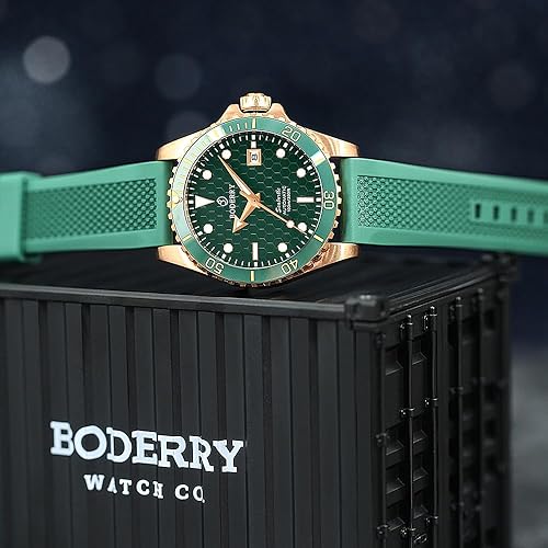Miniatura 6 de BODERRY Relojes de buceo automáticos japoneses originales para hombre, caja de bronce con cristal de zafiro, reloj de pulsera mecánico impermeable