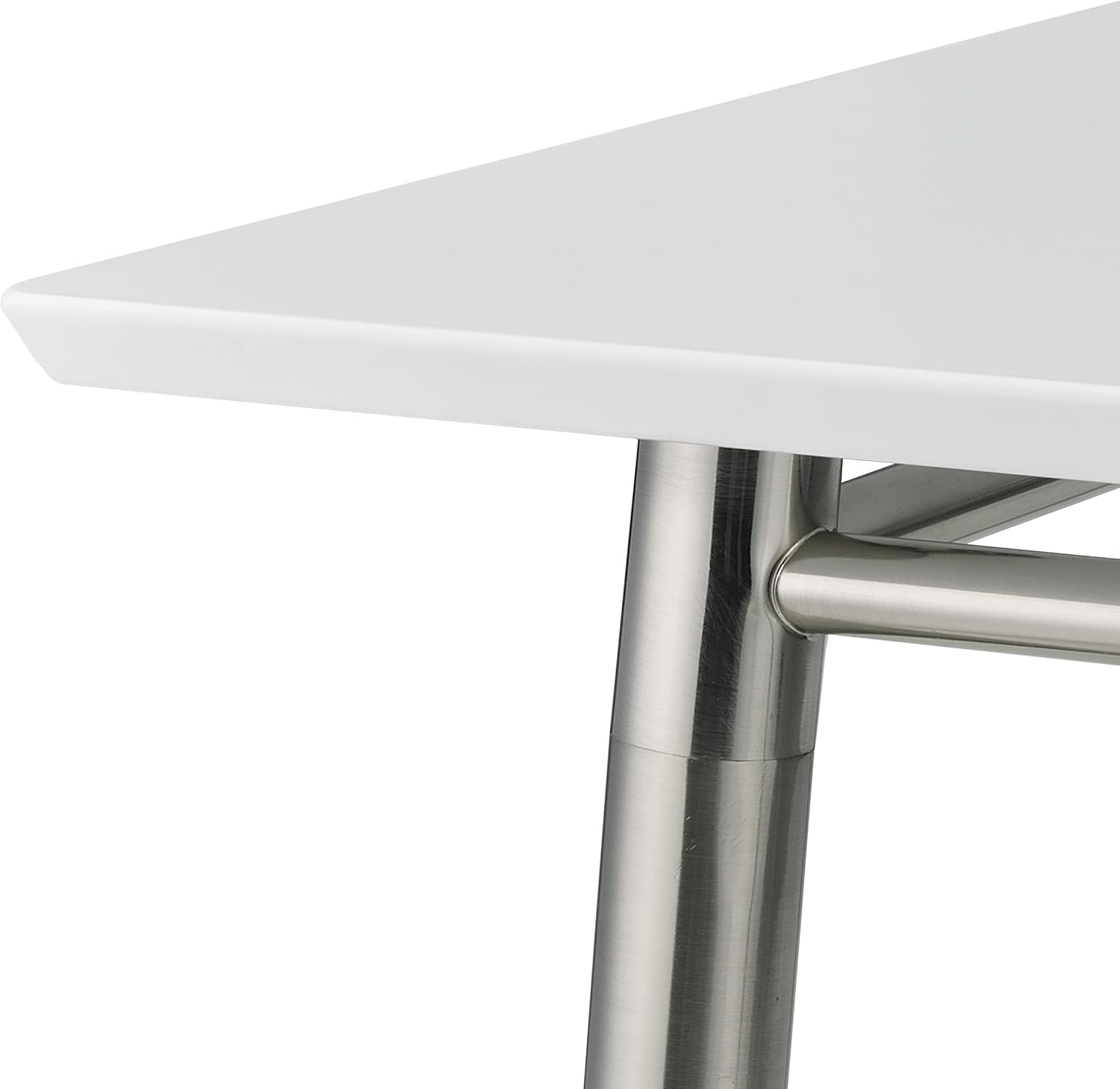 OSP Home Furnishings Brooklyn Modern Rectangle Coffee Table, White Top with Brushed Nickel