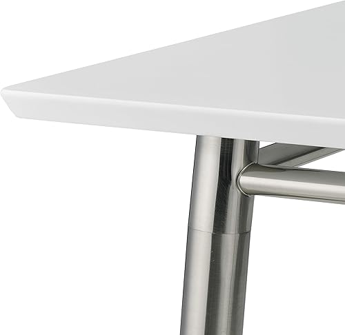 Miniatura 4 de OSP Home Furnishings Brooklyn - Mesa auxiliar rectangular moderna, tapa blanca con níquel cepillado Top blanco con níquel cepillado,Parte superior