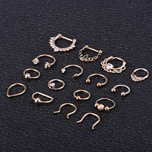 Modrsa Septum Rings Septum Piercing Jewelry 16G Septum Clicker Ring And Horseshoe Barbell Stainless Steel Captive Bead Ring Septum Nose Rings Hoop For Men Women Silver Black Rose Gold 8Mm 10Mm #TOP3