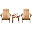 VINGLI Folding Wooden Adirondack Chair Set of 2 and Table Set, Fire Pit Seating Ergonomic Design, Folding Outdoor Patio Loung
