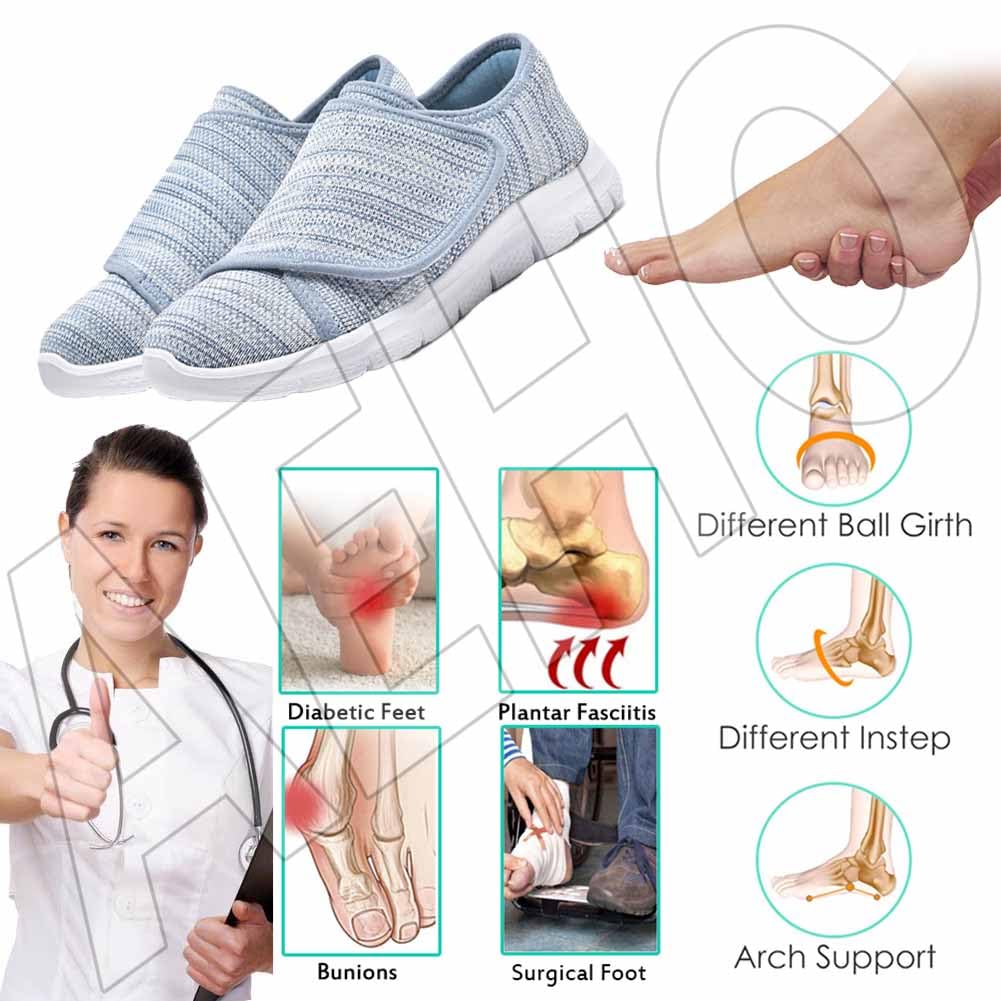 AEHO Gesundheitsschuhe Damen Orthopädische Schuhe Damen Schuhe Für Geschwollene Füße Atmungsaktiv Leicht Laufschuhe Orthopädische,Blau,40/250mm