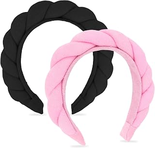 CAVETEE 2 Pcs Spa Headbands for Women, Skincare Hair Band for Women & Girls, Fashion Hair Accessories for Party, Daily Wear (Black,Pink, one size)