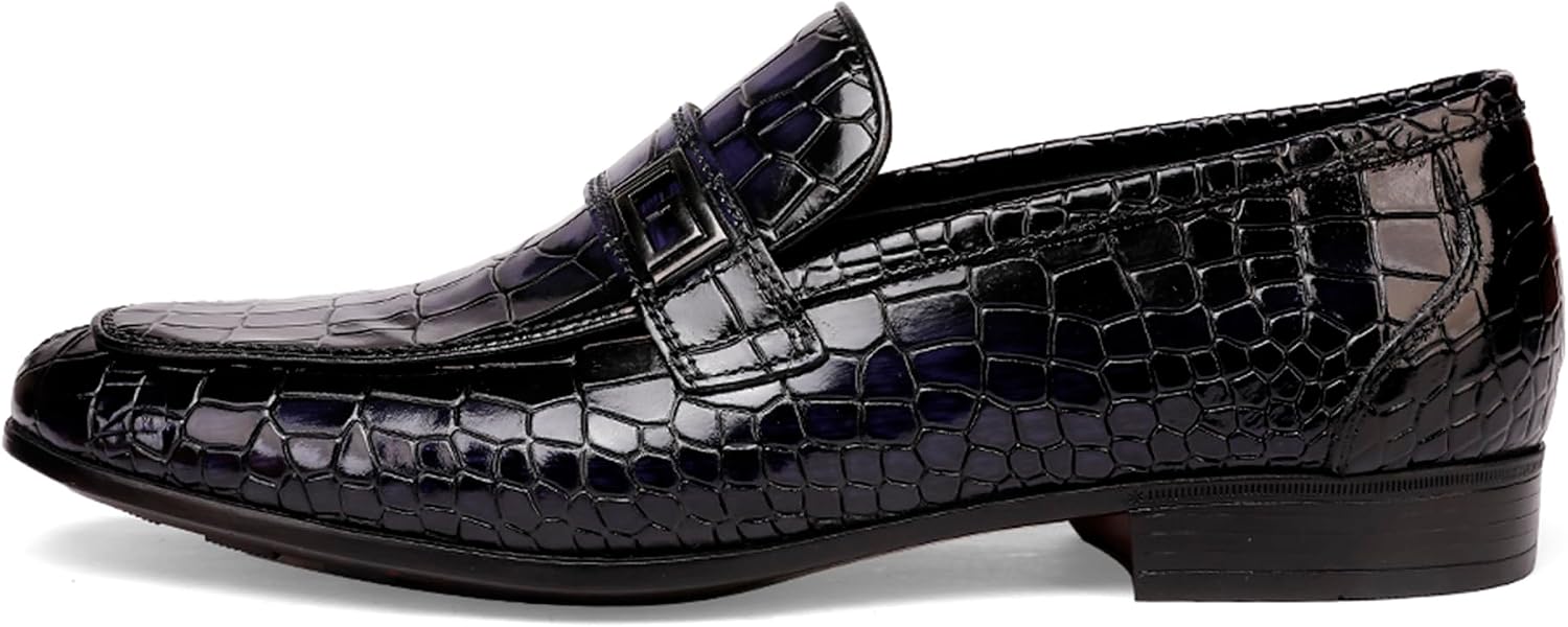 Formal Leather Men's Dress Loafer Classic Crocodile Printed Slip-on Penny Loafers Business Premium Shoes for Men
