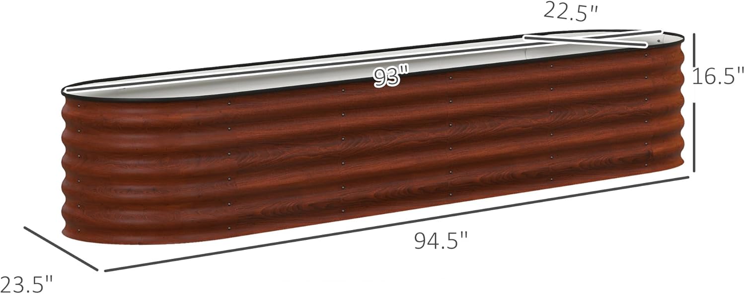 8' x 2' x 1.4' Galvanized Raised Garden Bed Kit, Outdoor Metal Elevated Planter Box with Safety Edging, Easy Stock Tank for Growing Flowers,s & Vegetables, Brown