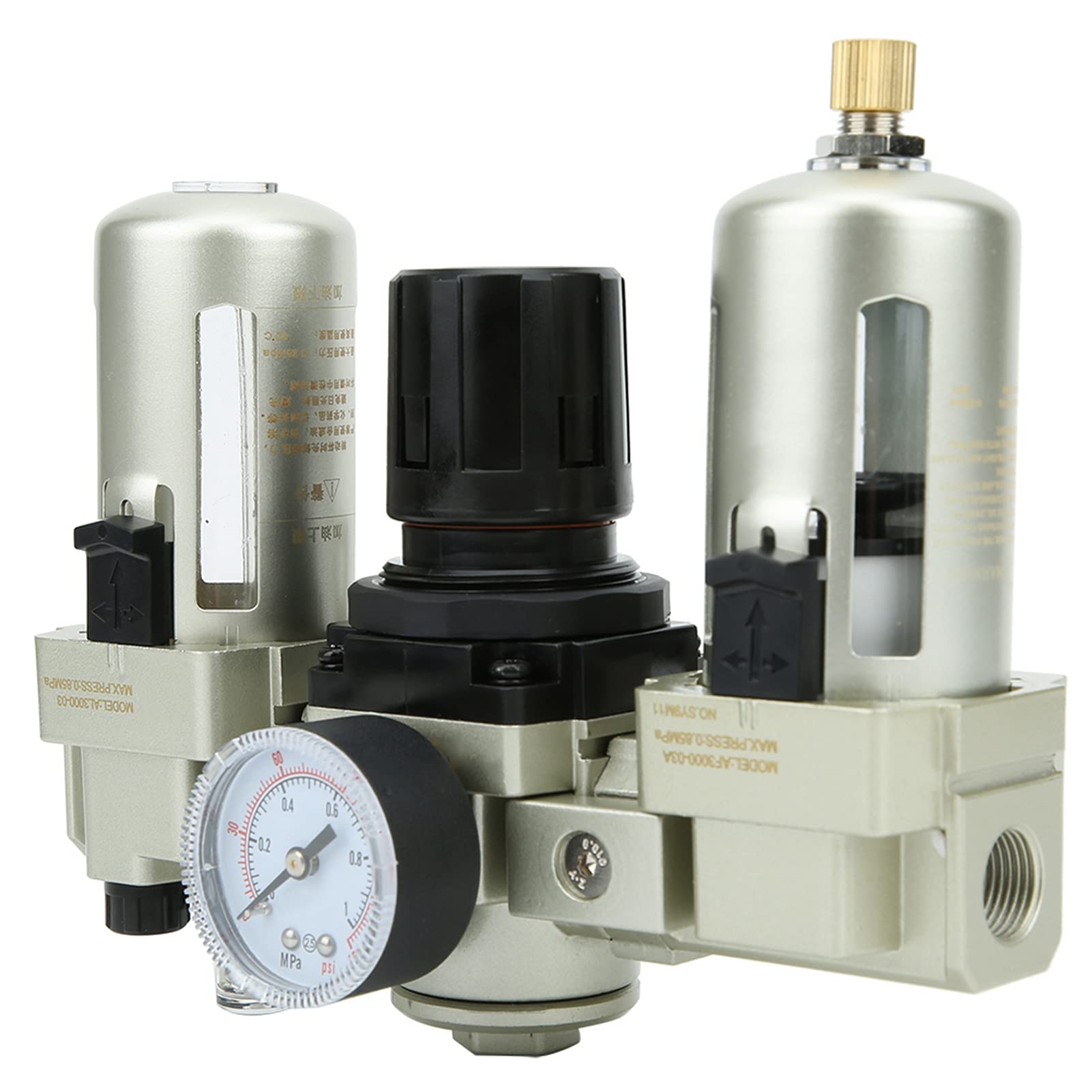 FTVOGUE Separatore Acqua Olio Drenaggio Automatico Filtro Compressore d'aria Separazione Gas-liquido in Tre Pezzi per Sistemi di Contenimento Liquidi Industriali con Filtrazione Aria-olio