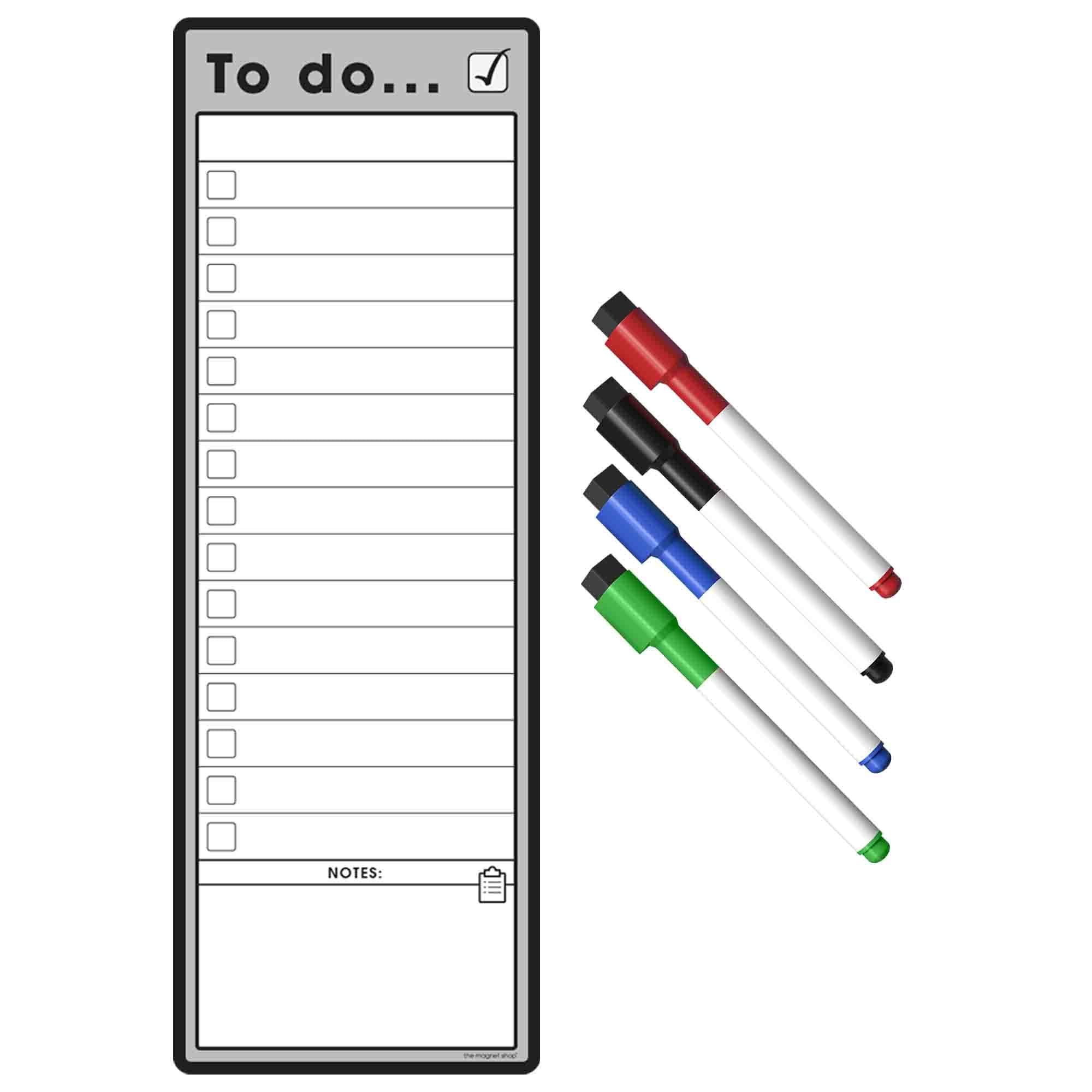 The Magnet Shop Magnetic to Do List and Slim A3 Weekly Planner - Organise Your Chores, Housework, Office and Business Tasks with Our Dry Wipe Boards! Comes with 4 Magnetic Dry Erase Pens (Grey, S3)