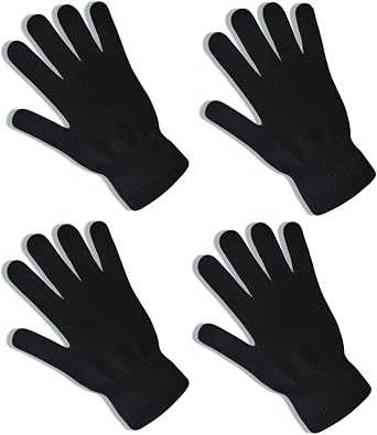 2 Pairs Black Knit Gloves for Women Men Winter Warm Magic Gloves Cold Weather Mittens for Running Driving Cycling