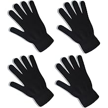 2 Pairs Black Knit Gloves for Women Men Winter Warm Magic Gloves Cold Weather Mittens for Running Driving Cycling