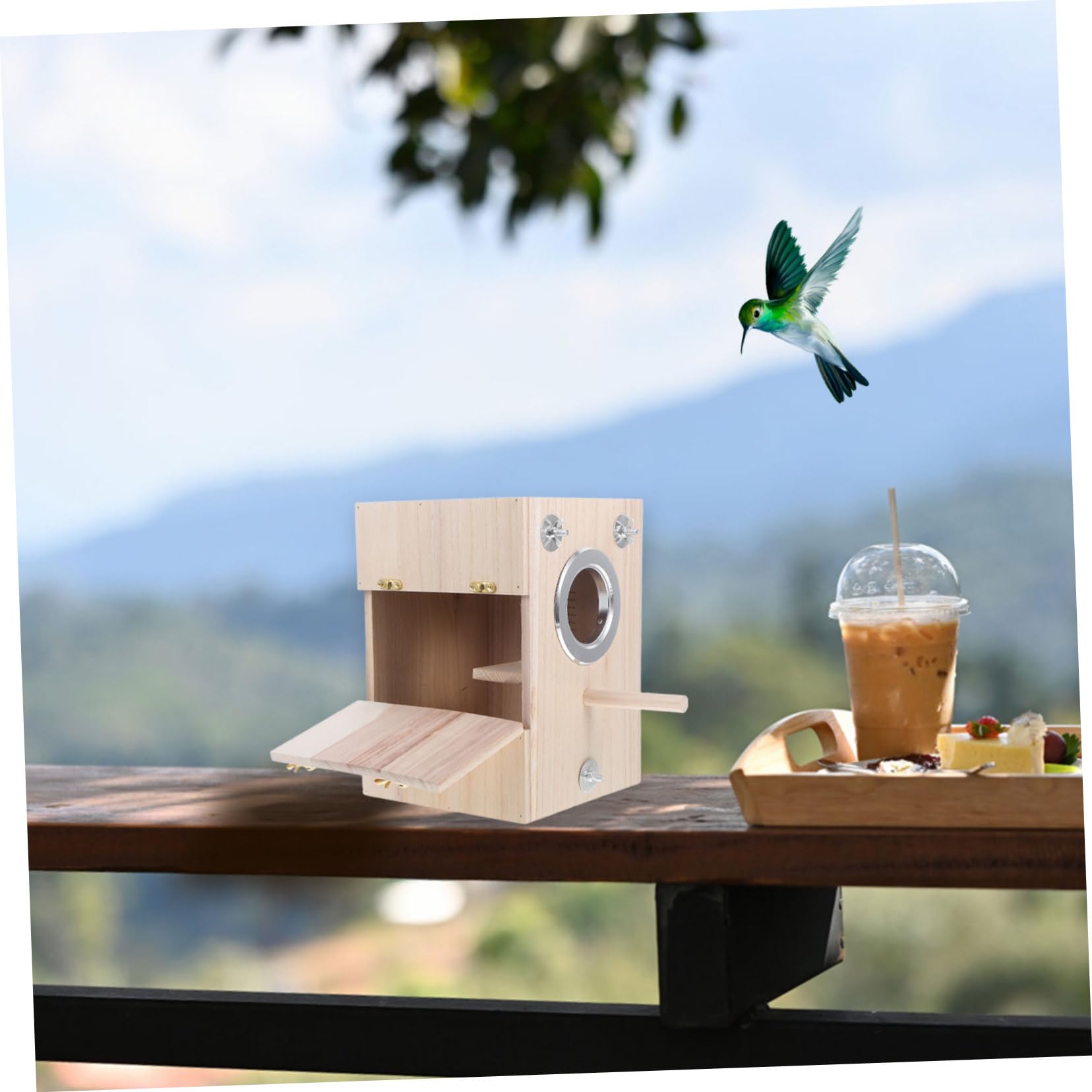 Nichoir de Reproduction Carré pour Oiseaux en Bois, Beige | Lieu de Repos Jeu, Design Simple et Créatif, Adapté aux Petits Oiseaux et Canaris