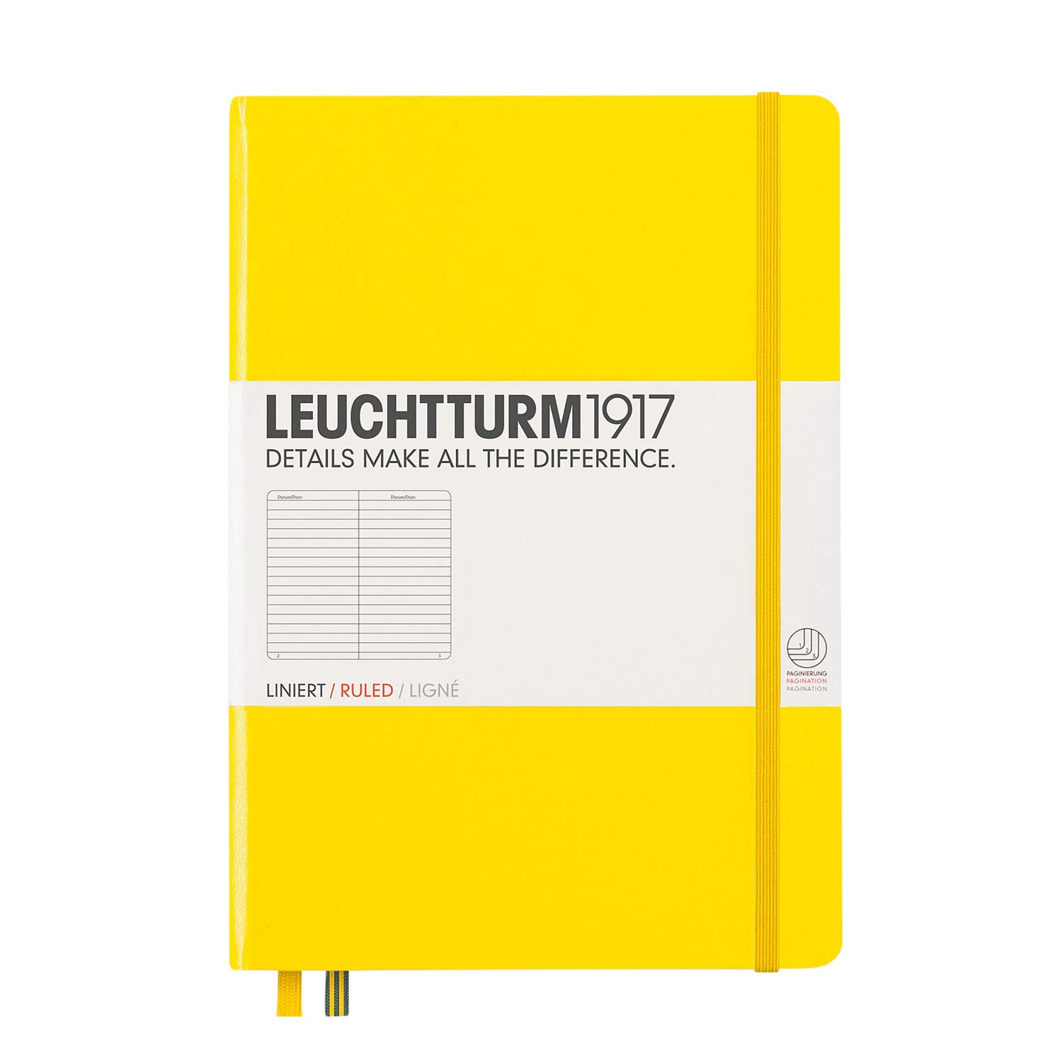 Medium A5 Ruled Hardcover Notebook (Lemon) - 249 Numbered Pages