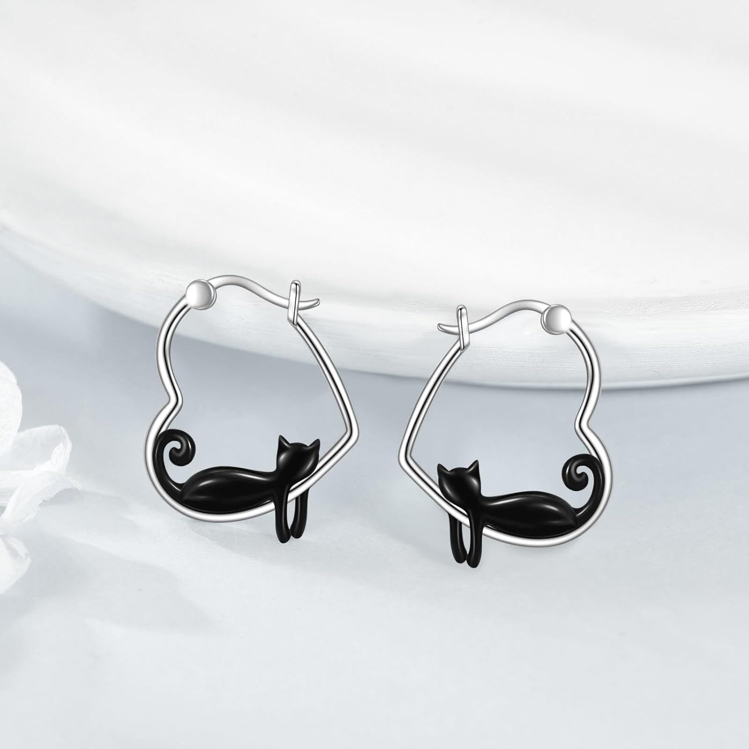 YFN Animal Earrings Sterling Silver Animal Heart Hoop Dangle Earrings Cute Jewelry Gifts for Women - Image 3