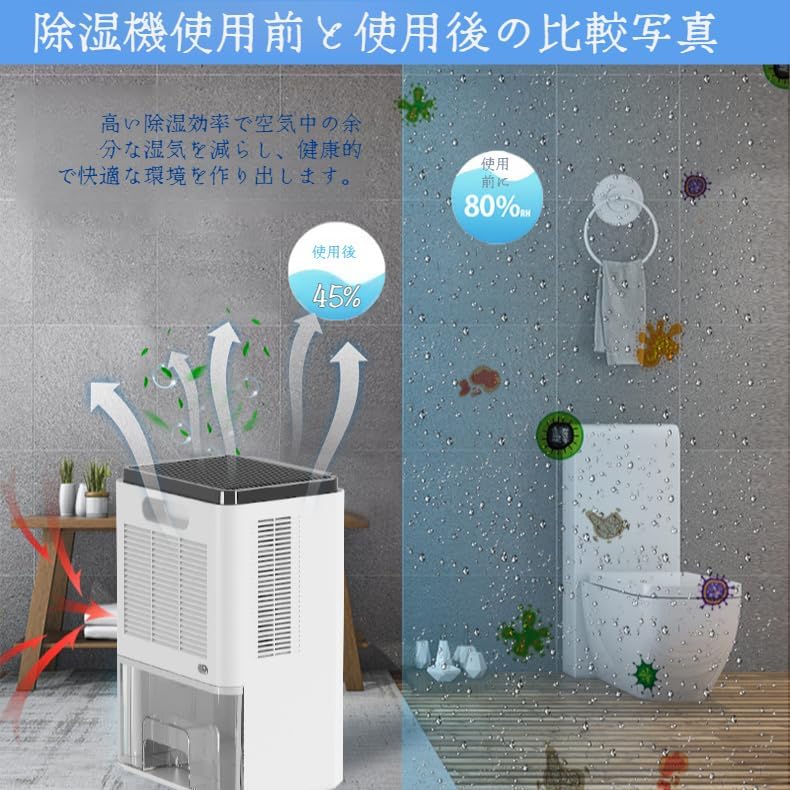 除湿機 除湿器 デシカント式除湿機 【2024新版 2500ml】衣類乾燥除湿機
