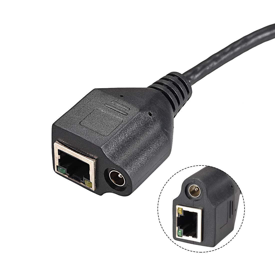 Cavo Ethernet Con Alimentazione DC Femmina Per Telecamera Di Sicurezza – 2 Piedi (60cm) – Nero - 2