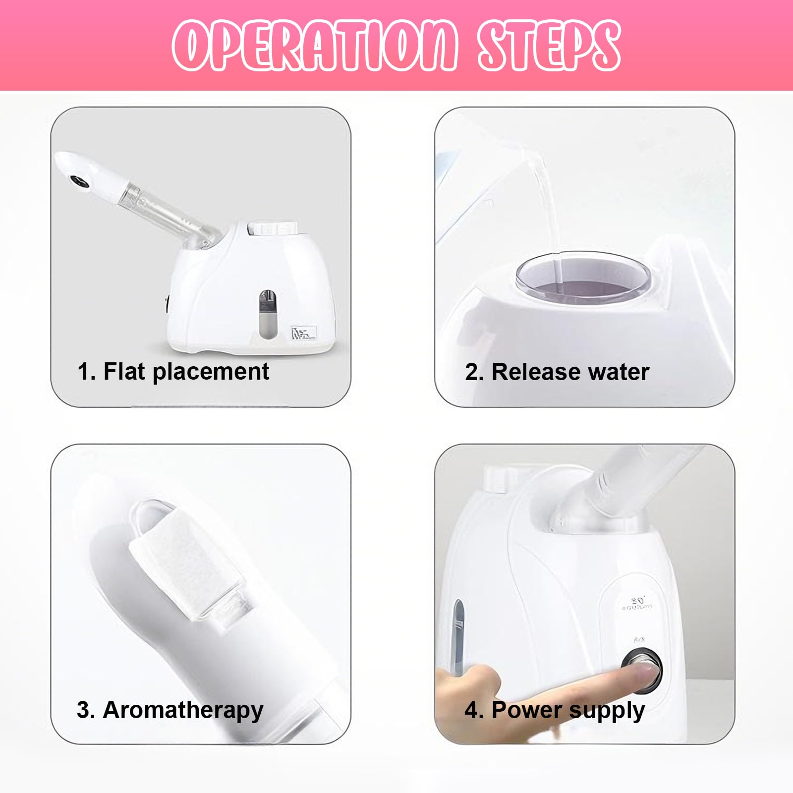 Vapor facial, sauna facial Nano iónico, humidificador caliente, vapor facial caliente, vapor facial para spa, sauna o salón, spray giratorio 360°, blanco