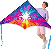 Xida Lightning Delta Kite for Kids 4-12 & Adults - Easy Fly Beginner Kite, Ready to Fly Set with Bag, Beach Park Fun