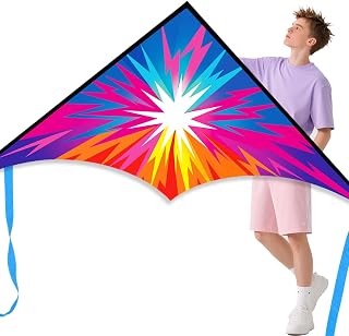 Xida Lightning Delta Kite for Kids 4-12 & Adults - Easy Fly Beginner Kite, Ready to Fly Set with Bag, Beach Park Fun