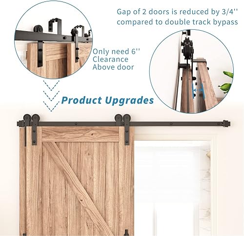 Miniatura 4 de ZEKOO - Puerta corrediza de granero de estilo recto, de 4 a 13 pies