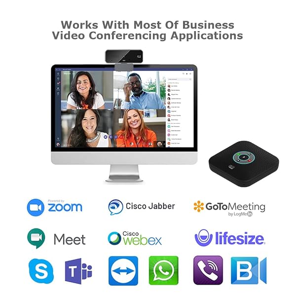 ADESSO Xtream S8 Conference Microphone Speaker: Bluetooth/Wired, USB 3.0 Hubs, AI Noise Reduction, 360° Voice Pickup - Optimal for Teams/Zoom Collaboration and Meeting Room Setup by Adesso - Image 4